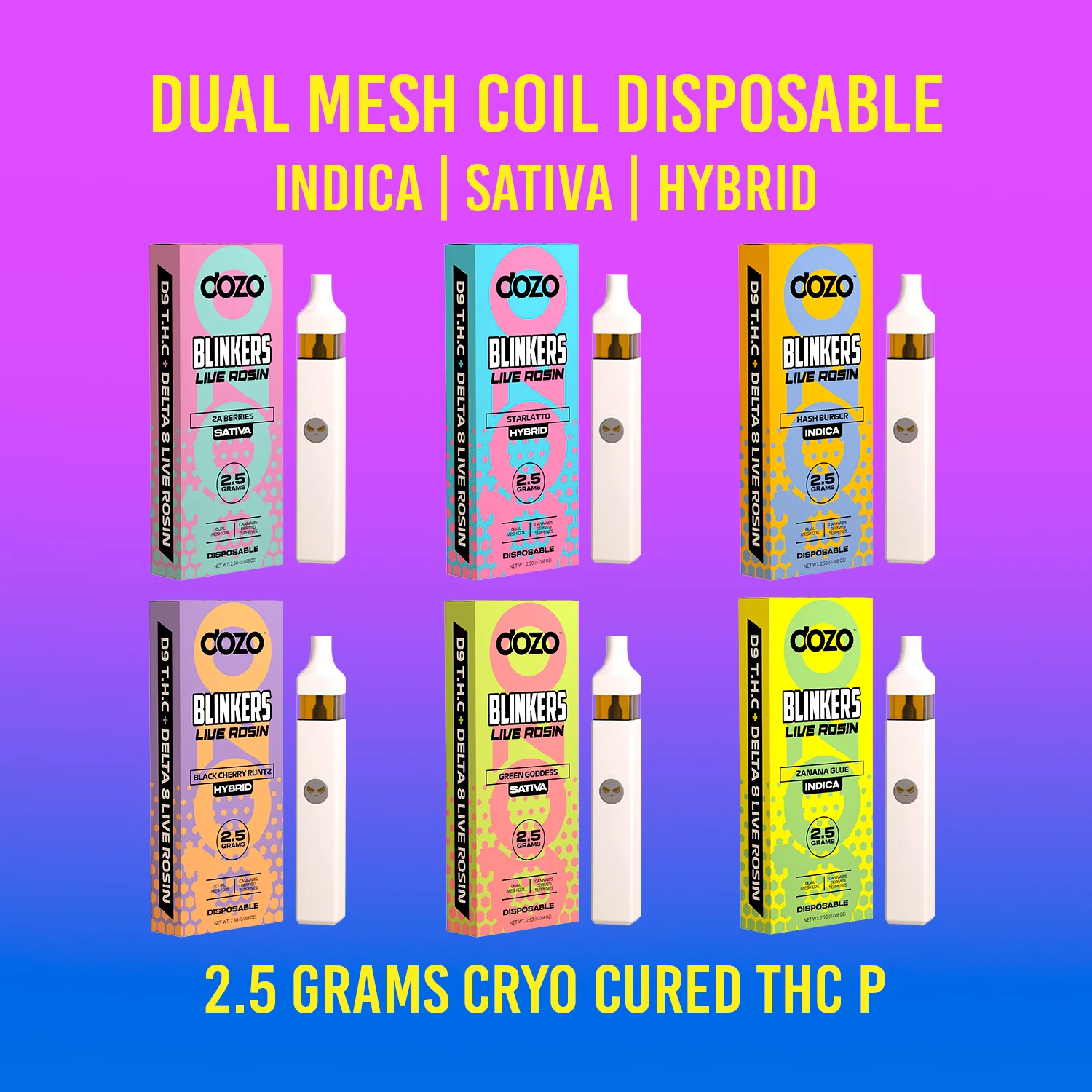 2.5g Dozo Blinkers Live Rosin Disposable Vape - Image 4