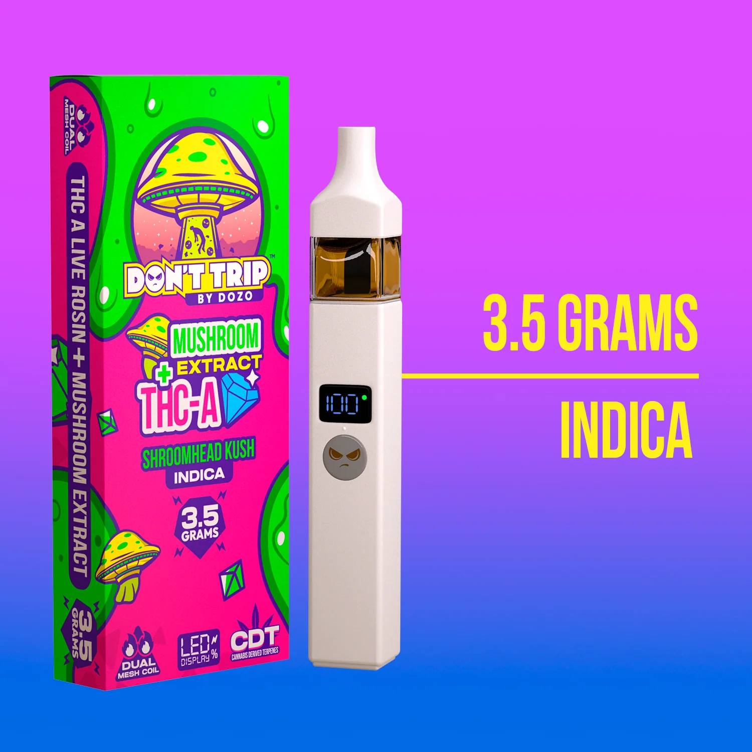 3.5g Dozo Don't Trip Mushroom Vape: Hubble Bubble (Hybrid) - Image 9