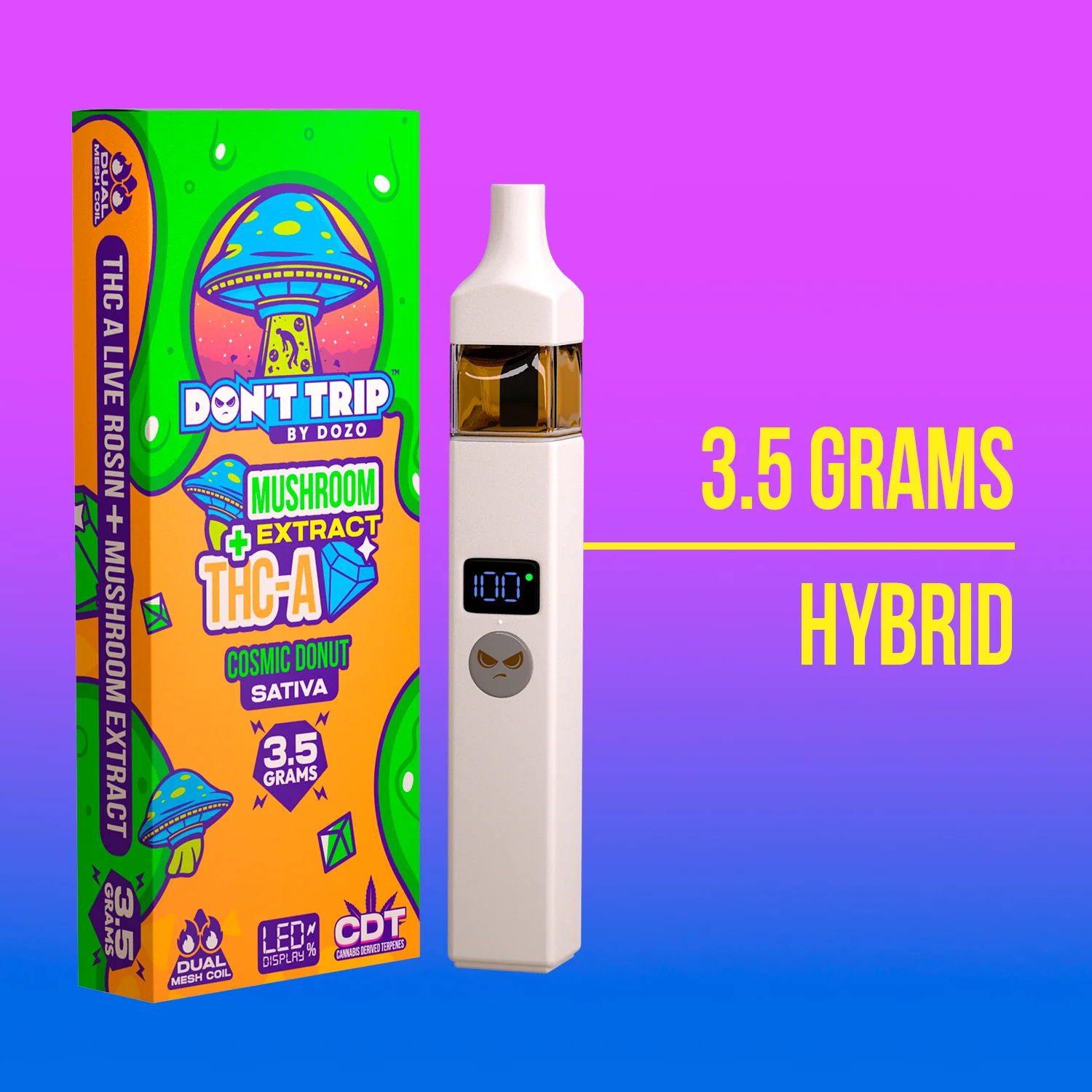 3.5g Dozo Don't Trip Mushroom Vape: Pineapple Envy (Sativa) - Image 12