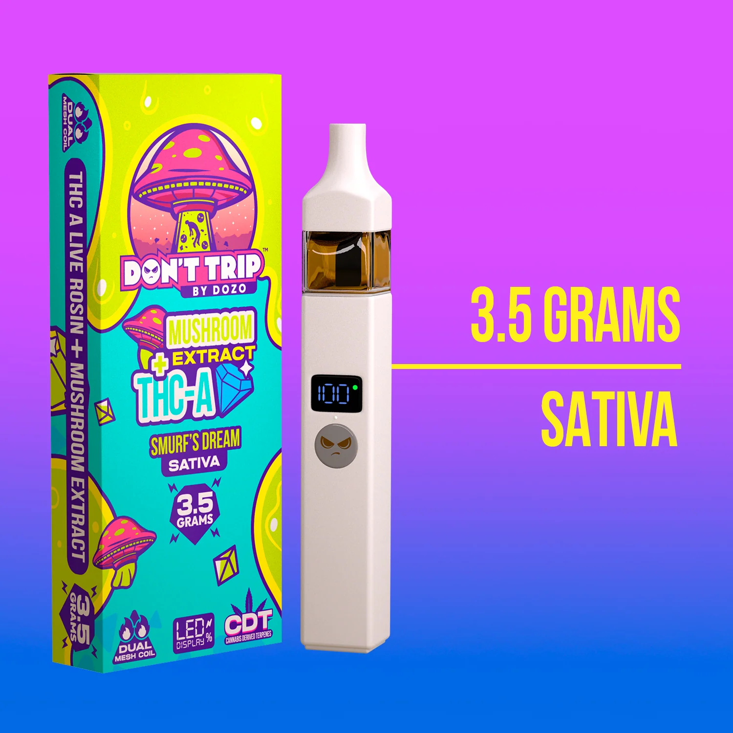 3.5g Dozo Don't Trip Mushroom Vape: Pineapple Envy (Sativa) - Image 13