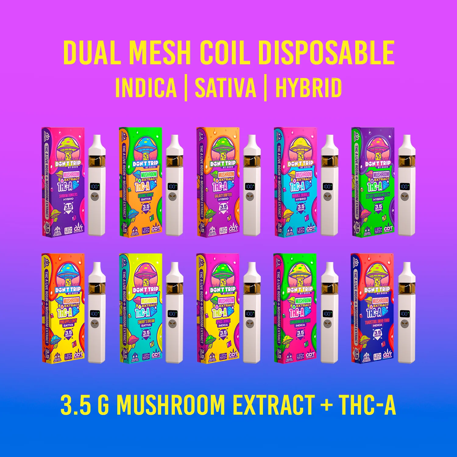 3.5g Dozo Don't Trip Mushroom Vape: Pineapple Envy (Sativa) - Image 5