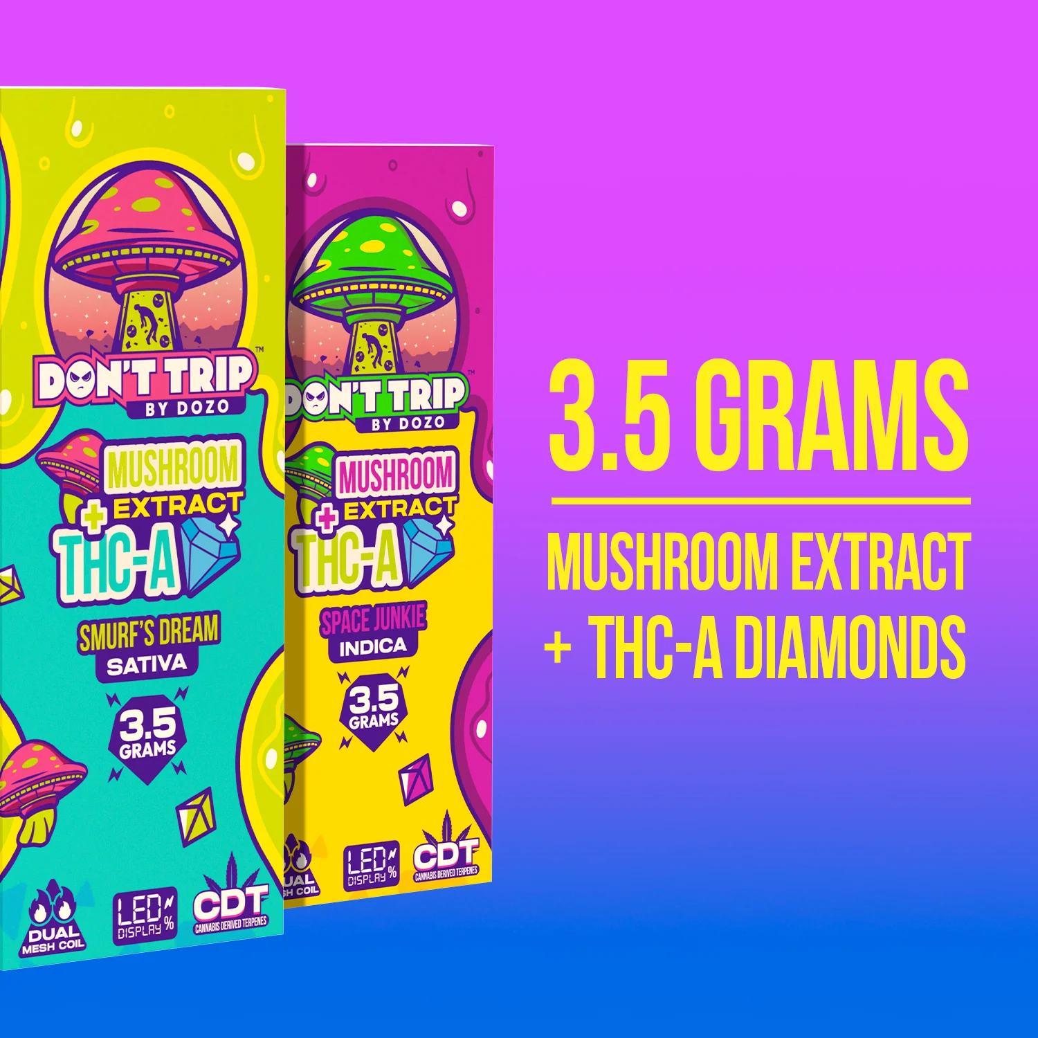 3.5g Dozo Don't Trip Mushroom Vape: Smurf's Dream (Sativa) - Image 4