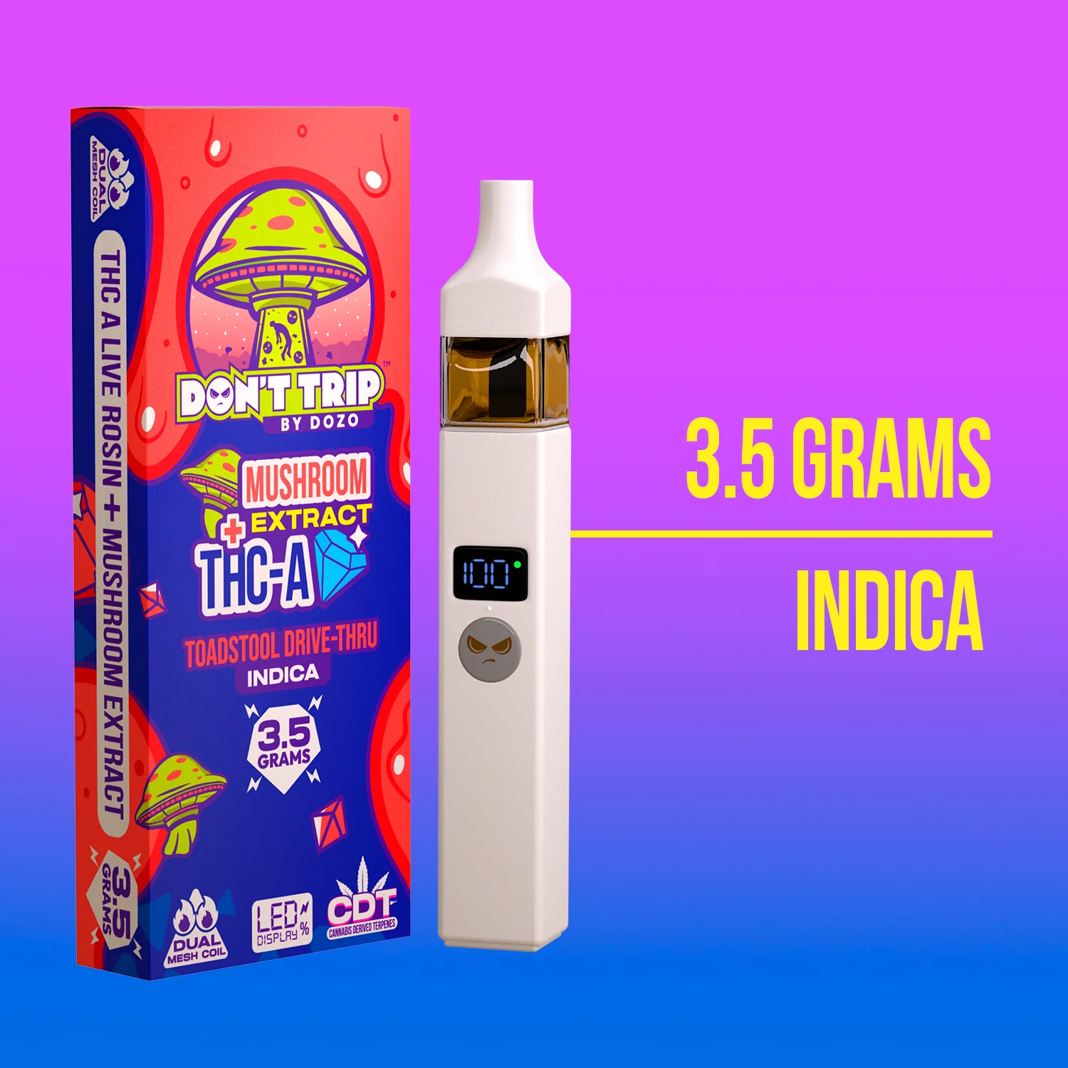 3.5g Dozo Don't Trip Mushroom Vape: Smurf's Dream (Sativa) - Image 9