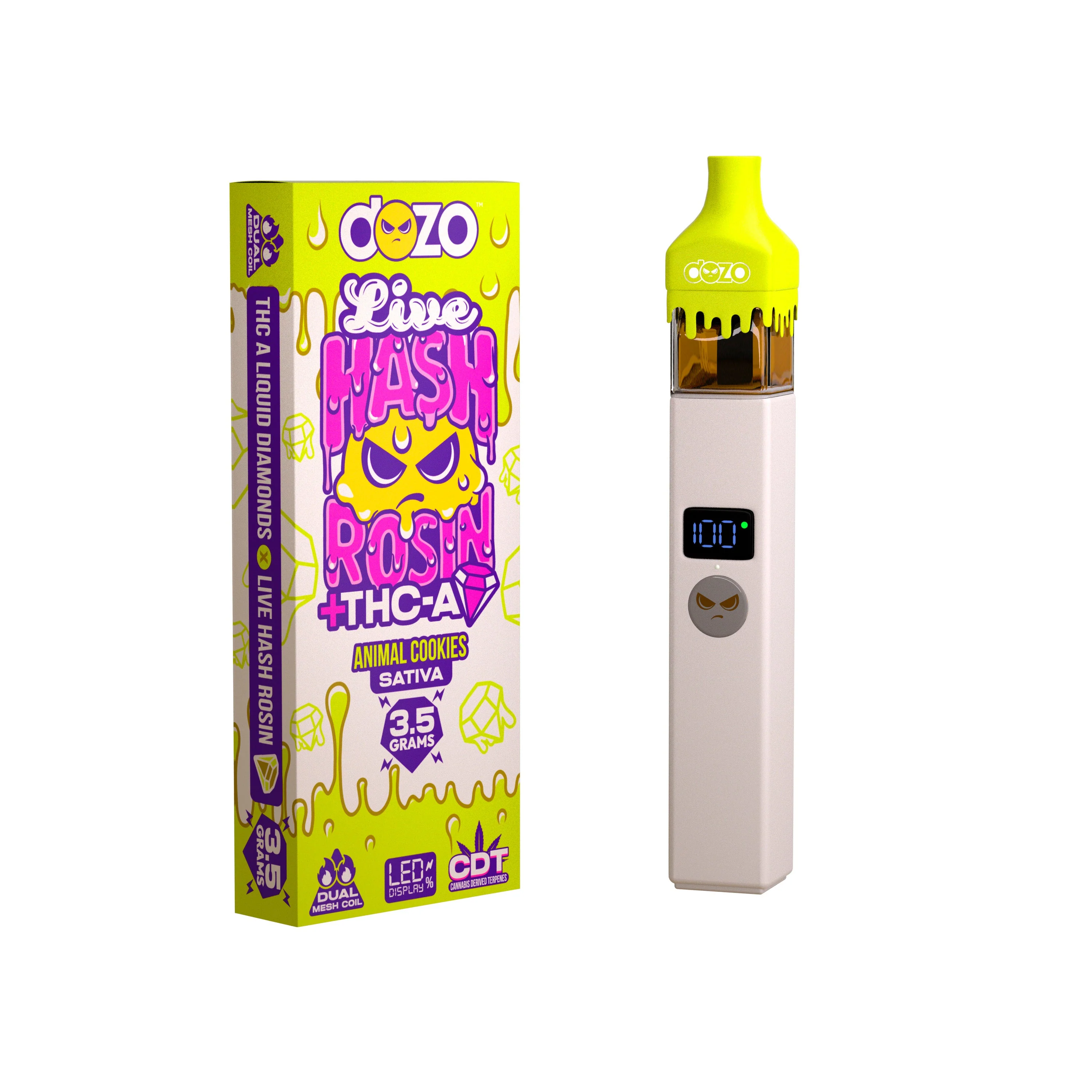 3.5g Dozo Live Hash Rosin THC-A Vape: Animal Cookies (Sativa) - Image 15