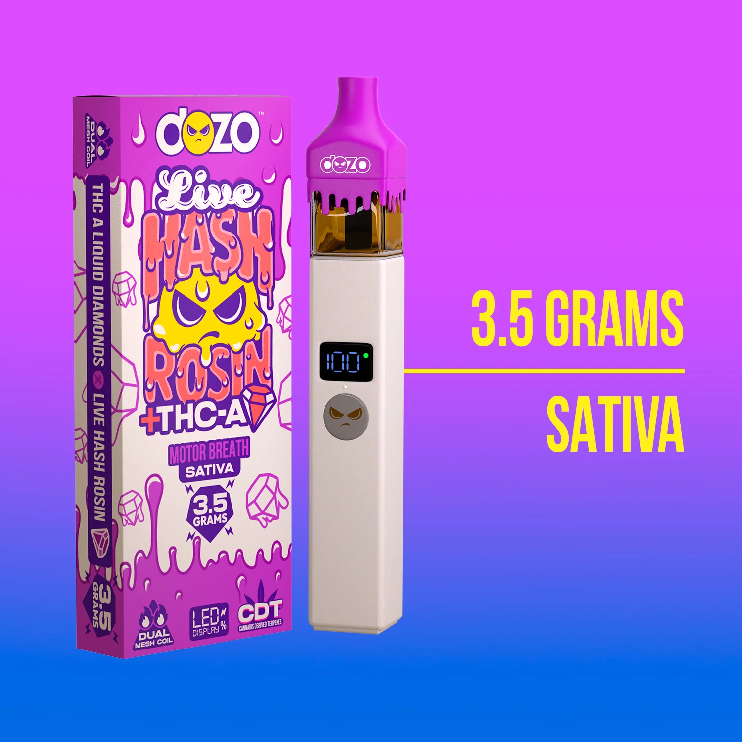 3.5g Dozo Live Hash Rosin THC-A Vape: G 41 (Indica) - Image 8