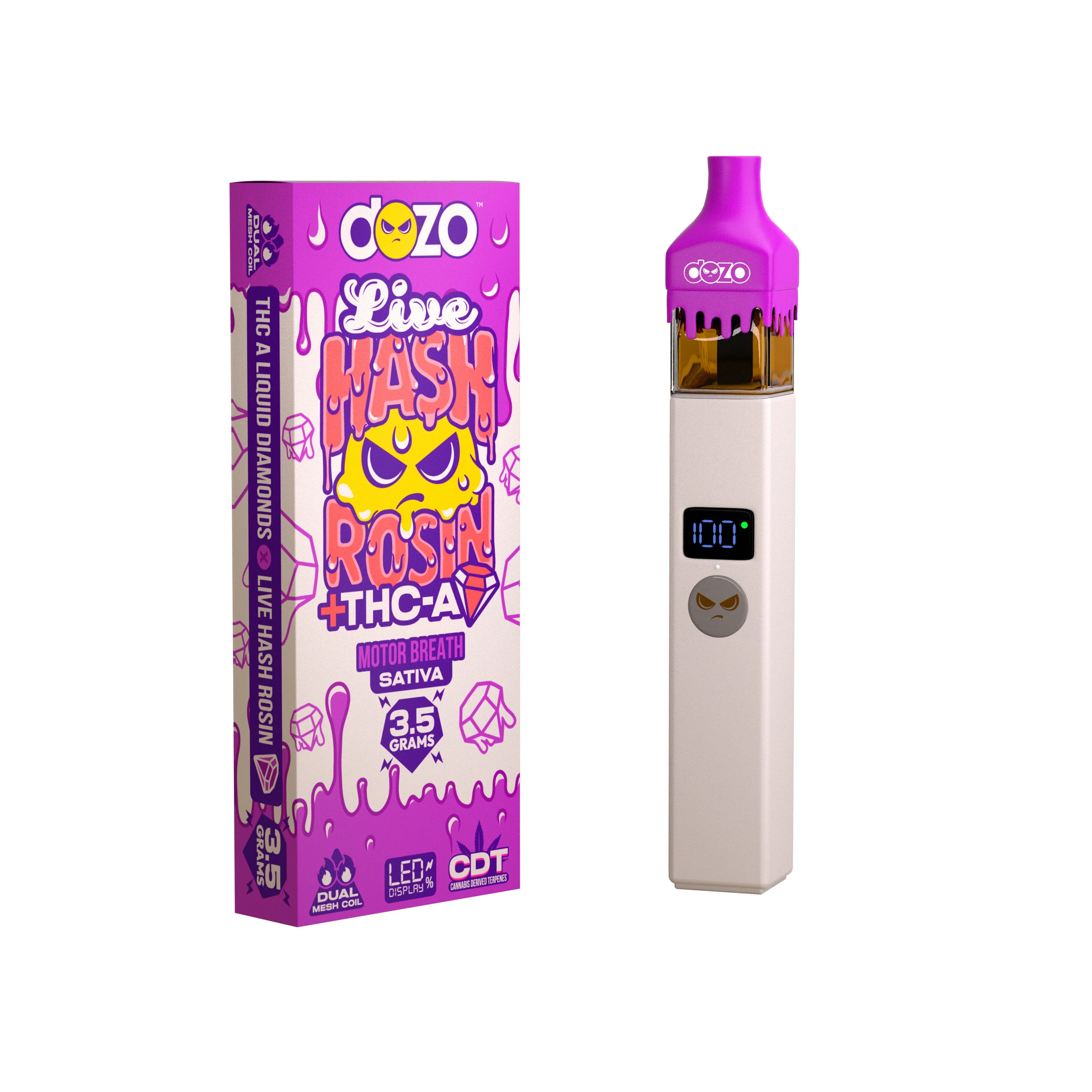 3.5g Dozo Live Hash Rosin THC-A Vape: Motor Breath (Sativa) - Image 15