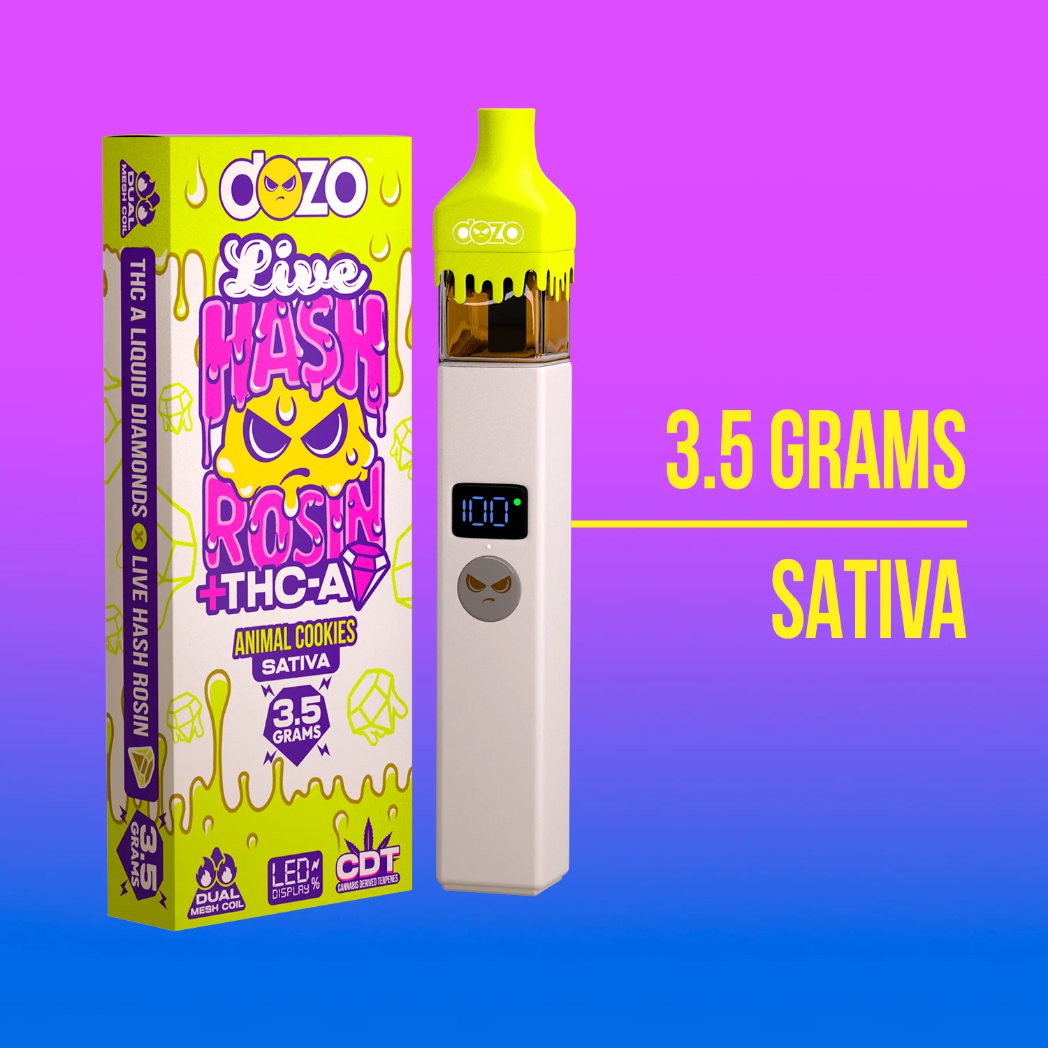 3.5g Dozo Live Hash Rosin THC-A Vape: Peanut Butter Zookies (Hybrid) - Image 12