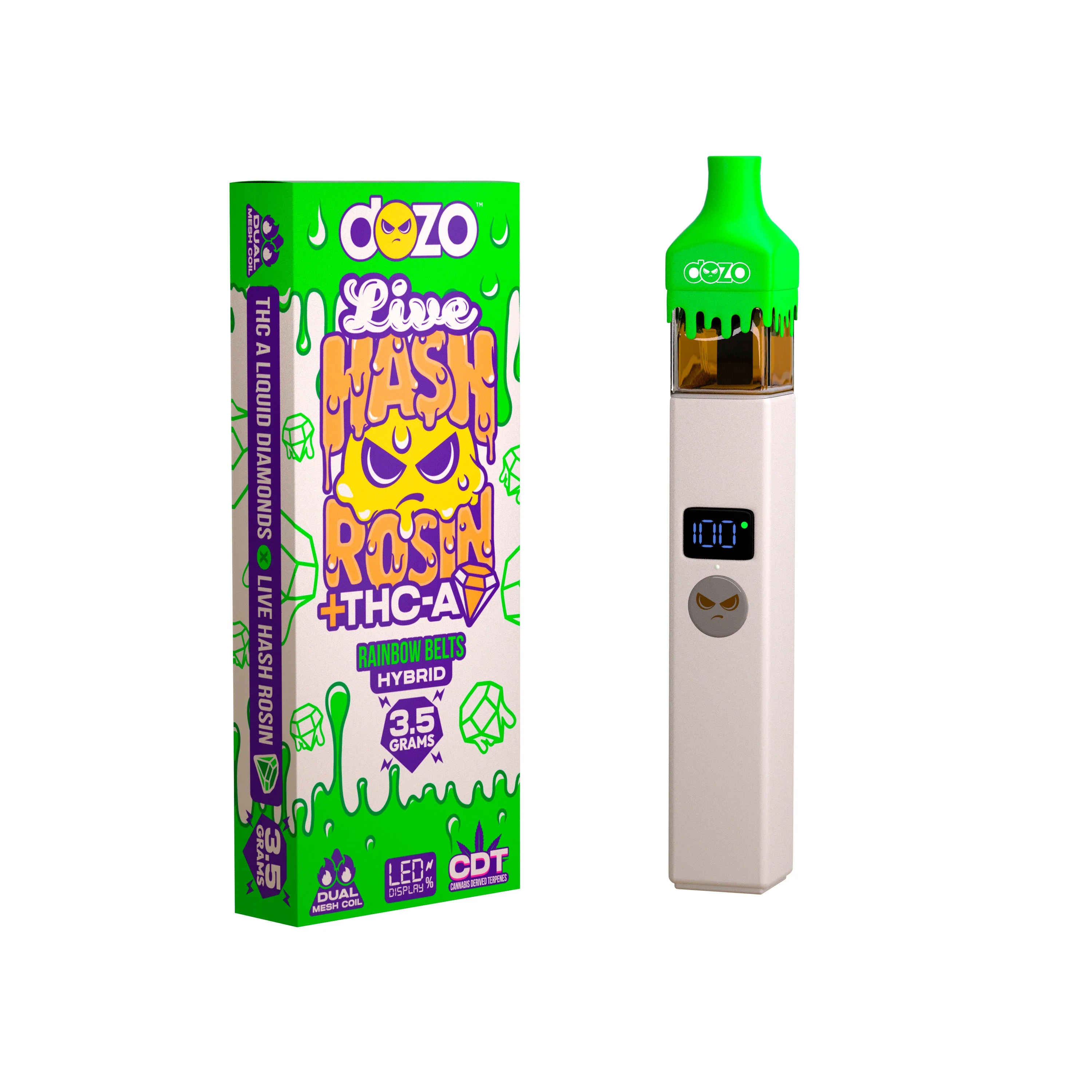 3.5g Dozo Live Hash Rosin THC-A Vape: Rainbow Belts (Hybrid) - Image 15