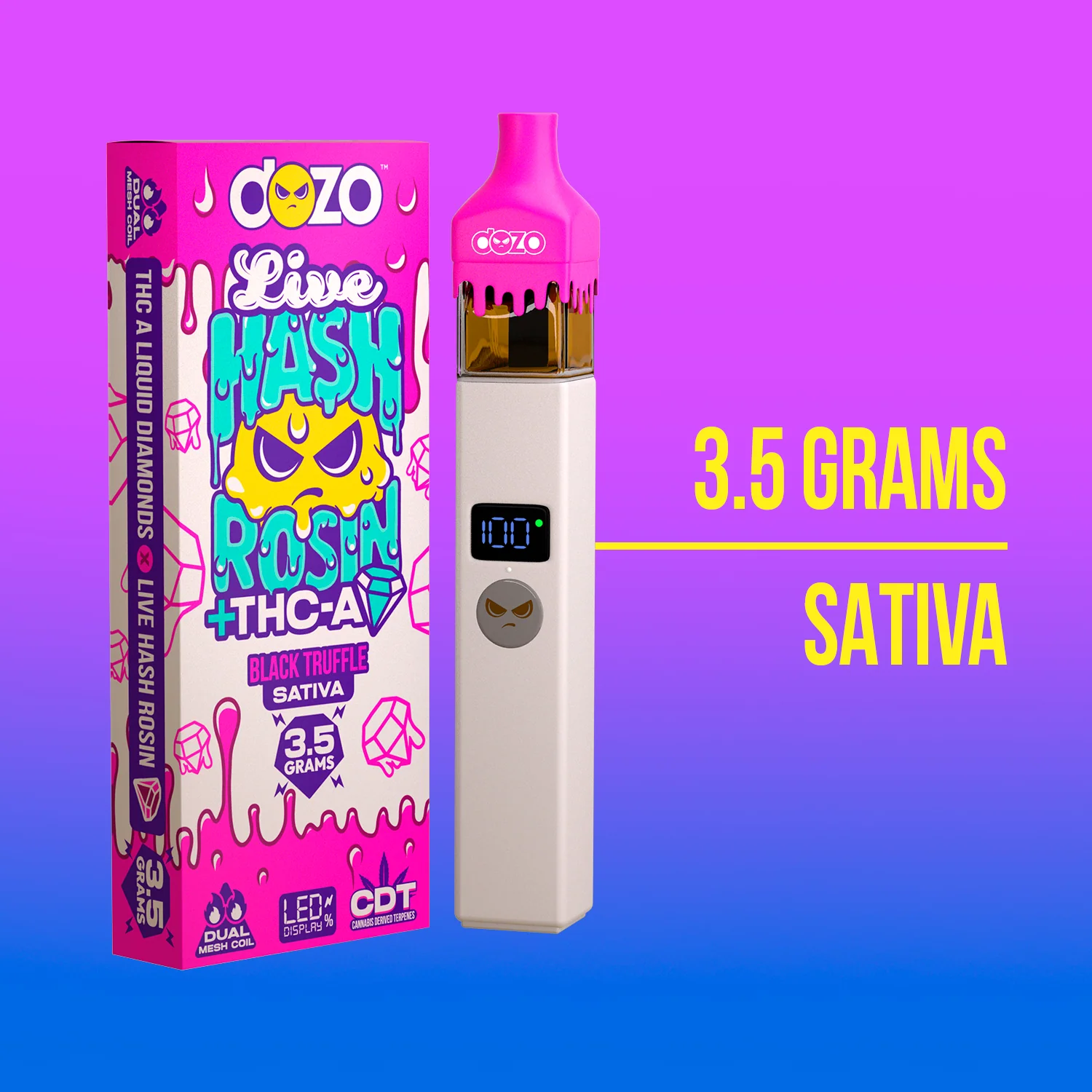 3.5g Dozo Live Hash Rosin THC-A Vape: Sunday Driver (Hybrid) - Image 6