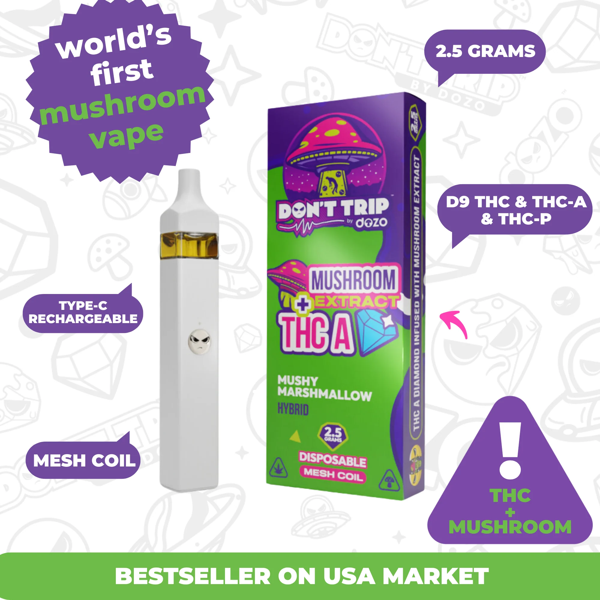 2.5g Don't Trip Mushroom Disposable - Image 7