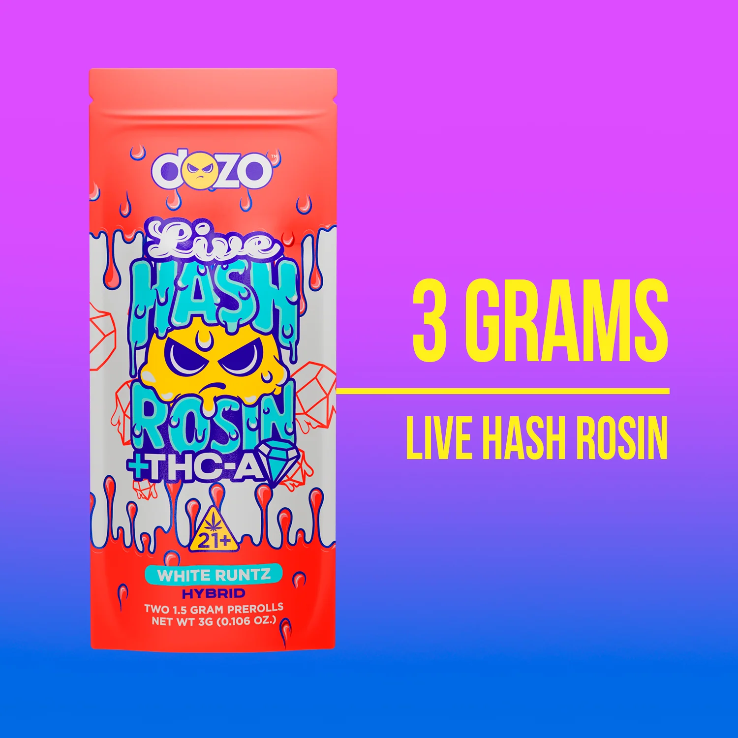 Dozo Live Hash Rosin Preroll | Rainbow Sherbet (Indica) - Image 6