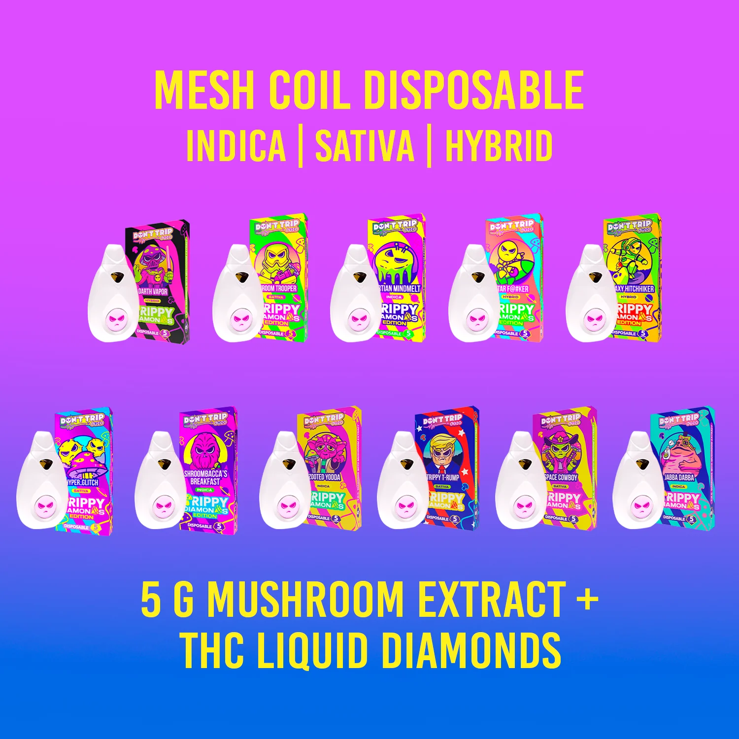 5g Trippy Dimonds Mushroom Vape: Darth Vapor (Hybrid) - Image 12