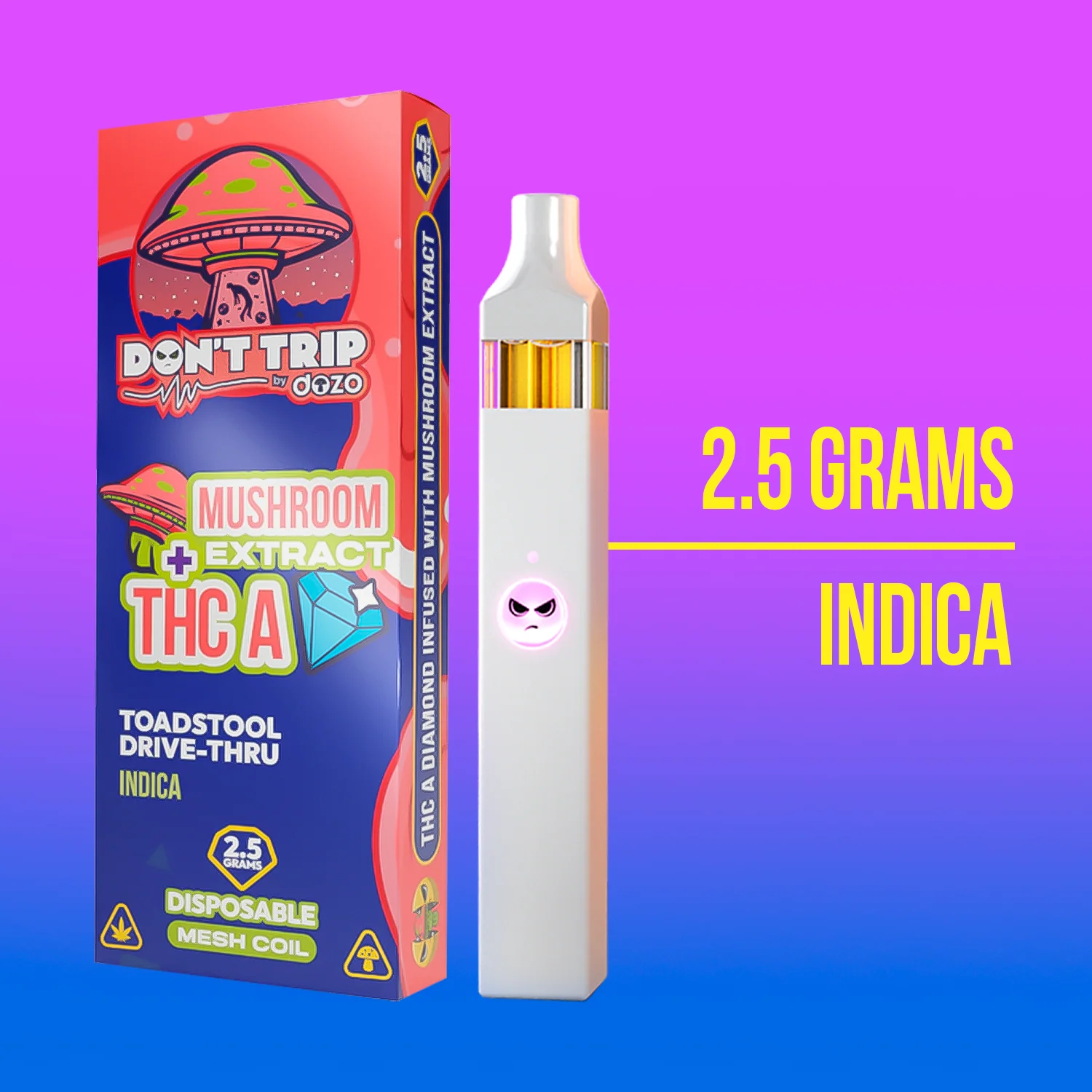 2.5g Don't Trip Mushroom Vape: Shroom Dongers (Hybrid) - Image 6