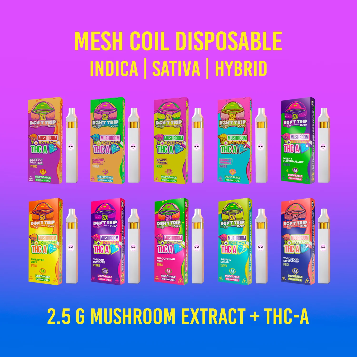 2.5g Don't Trip Mushroom Vape: ToadStool Drive-Thru (Indica) - Image 3