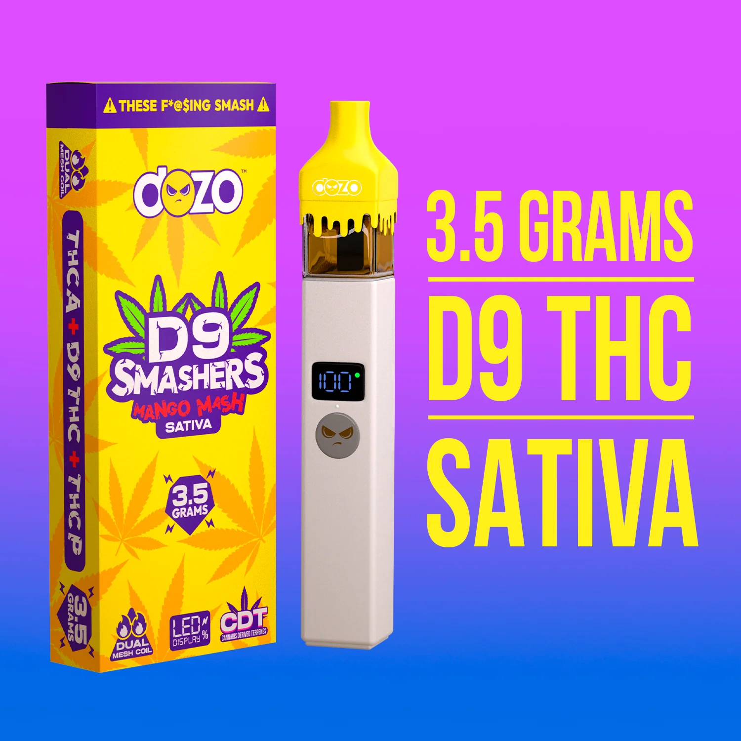 3.5g Dozo D9 Smashers THC-A Disposable: Blue Slush (Sativa) - Image 9