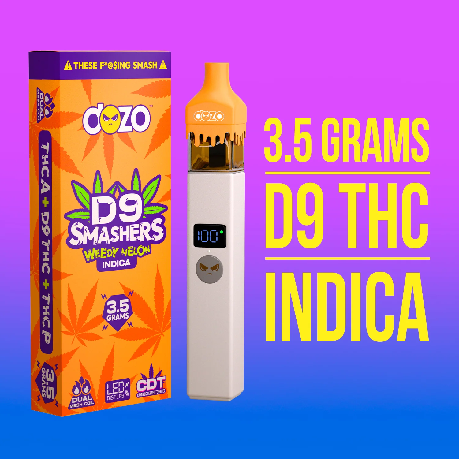 3.5g Dozo D9 Smashers THC-A Disposable: Hawaiian Punch (Hybrid) - Image 9