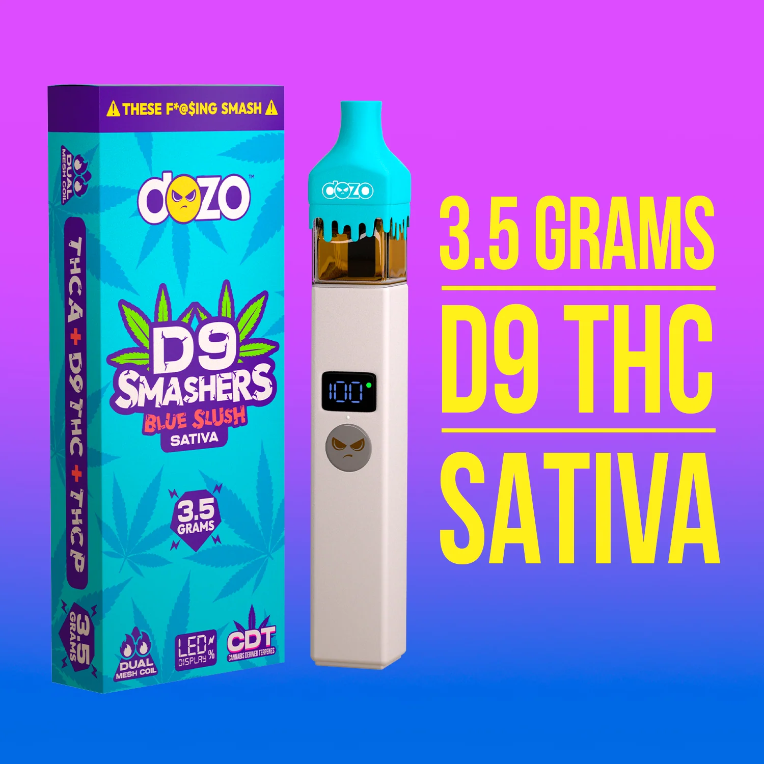 3.5g Dozo D9 Smashers THC-A Disposable: Juicy Fruit (Indica) - Image 6