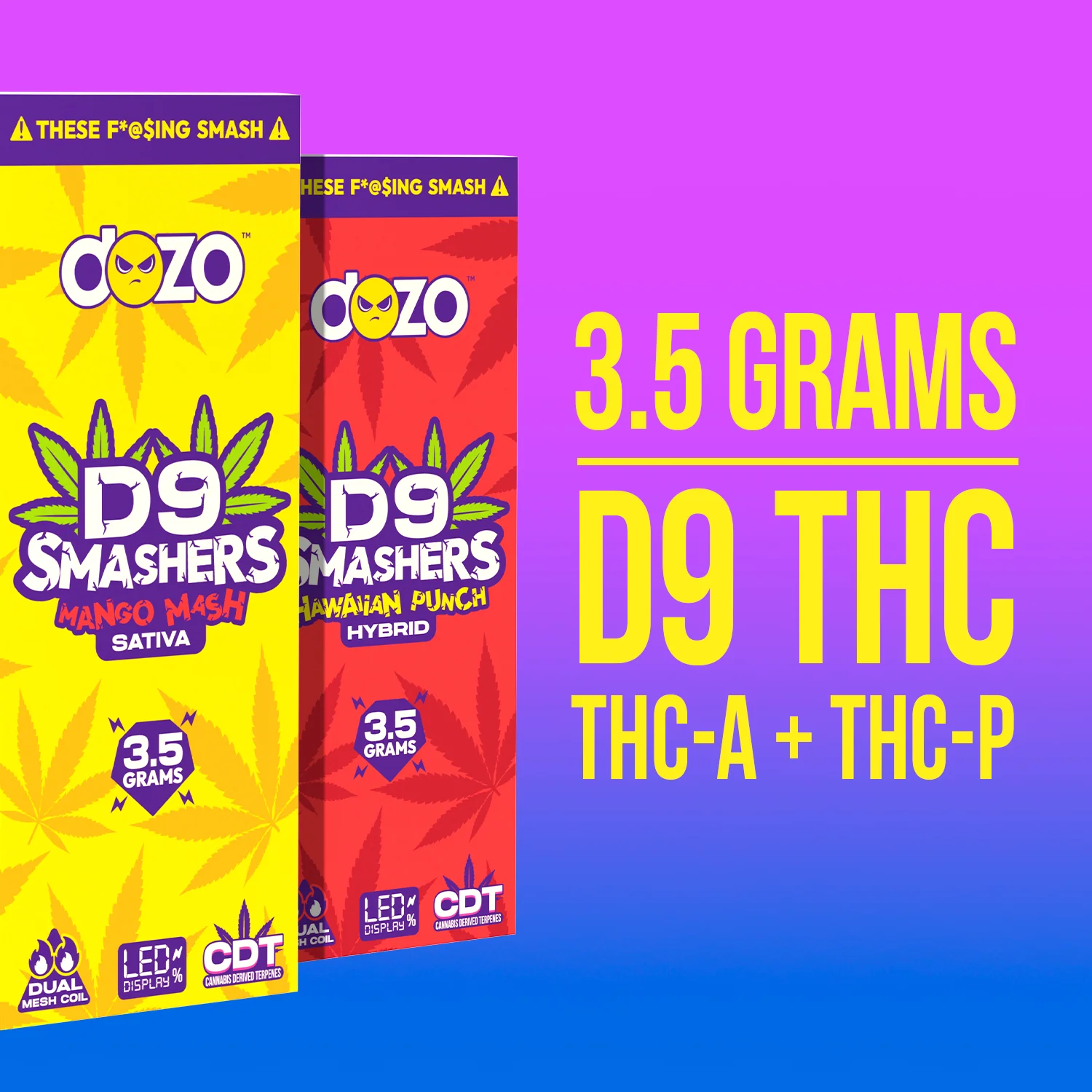 3.5g Dozo D9 Smashers THC-A Disposable: Mango Mash (Sativa) - Image 3