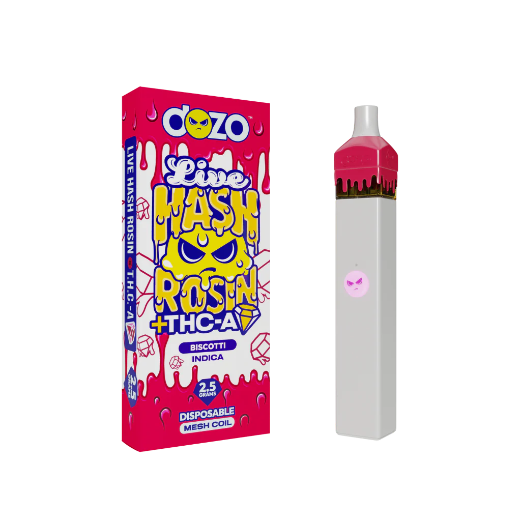 2.5g Dozo Live Hash Rosin THC-A Vape: Biscotti (Indica) - Image 13
