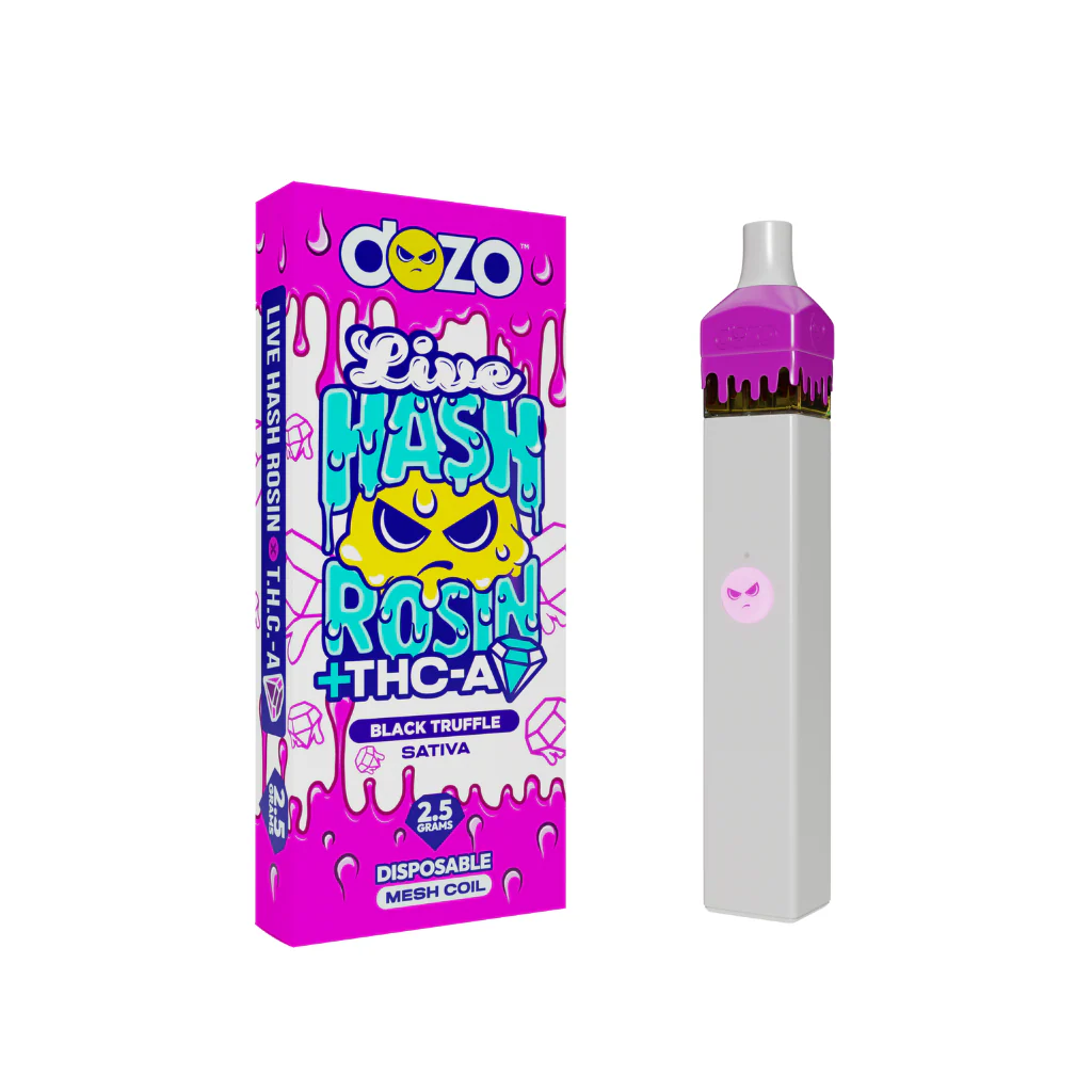 2.5g Dozo Live Hash Rosin THC-A Vape: Black Truffle (Sativa) - Image 13