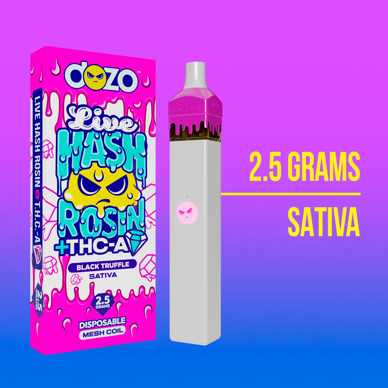 2.5g Dozo Live Hash Rosin THC-A Vape: Motor Breath (Sativa) - Image 10