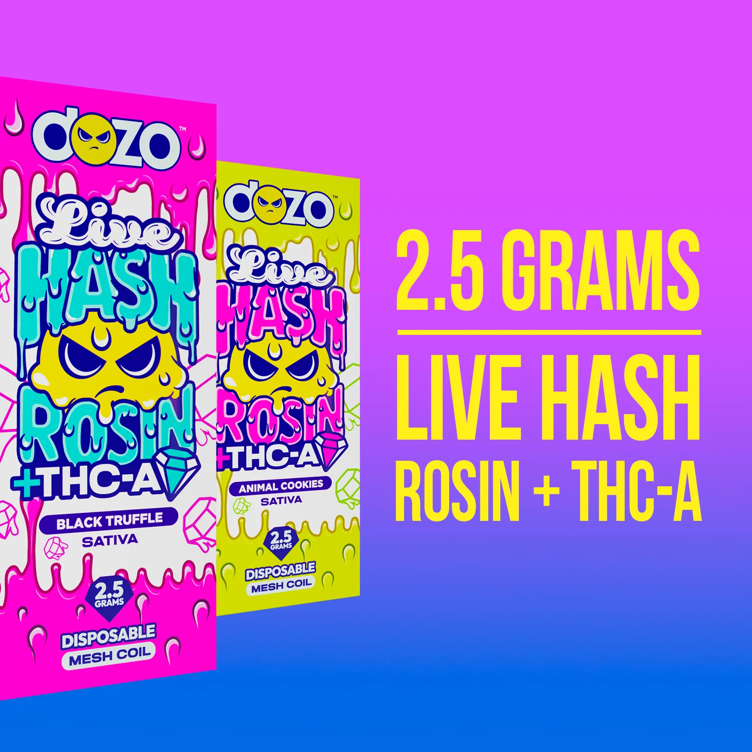 2.5g Dozo Live Hash Rosin THC-A Vape: Peanut Butter Zookies (Hybrid) - Image 5