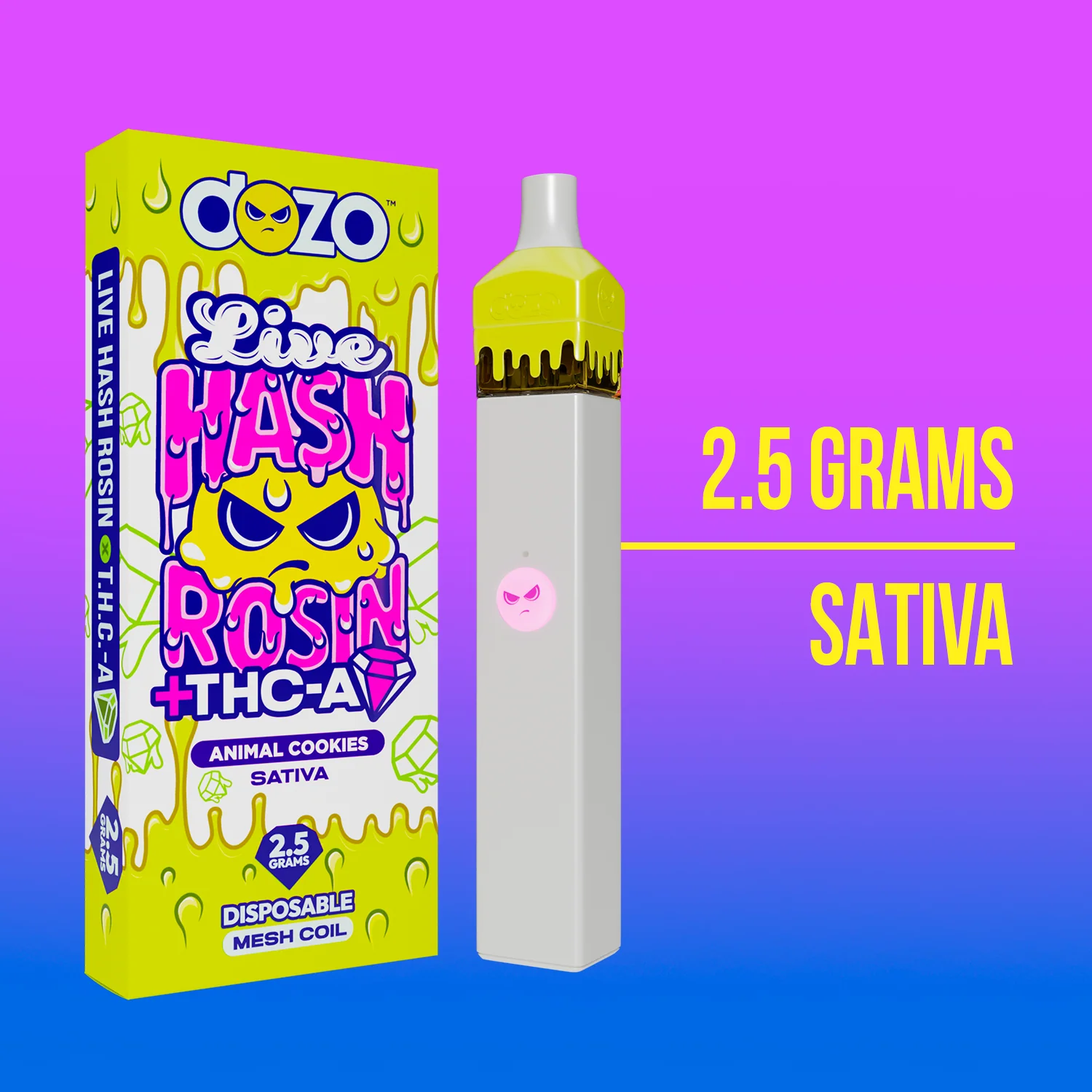 2.5g Dozo Live Hash Rosin THC-A Vape: Peanut Butter Zookies (Hybrid) - Image 7