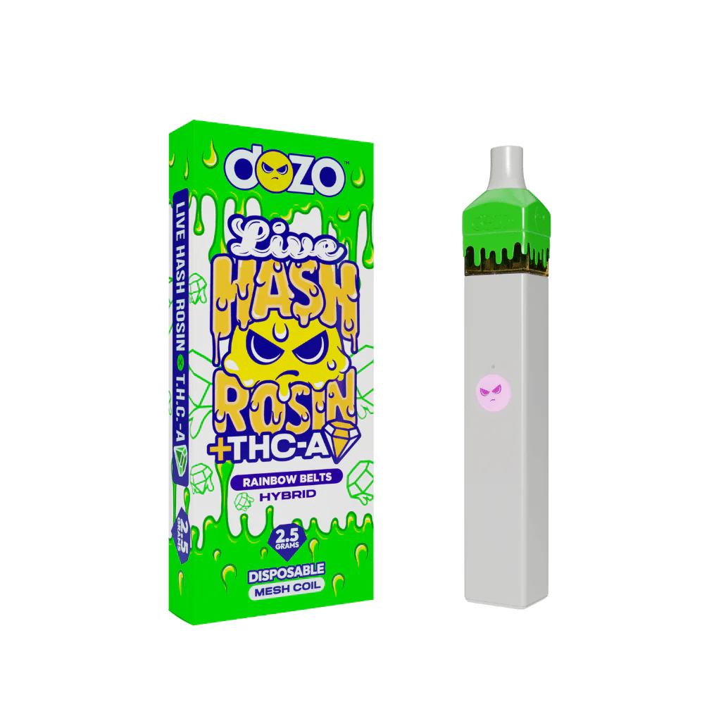 2.5g Dozo Live Hash Rosin THC-A Vape: Rainbow Belts (Hybrid) - Image 13