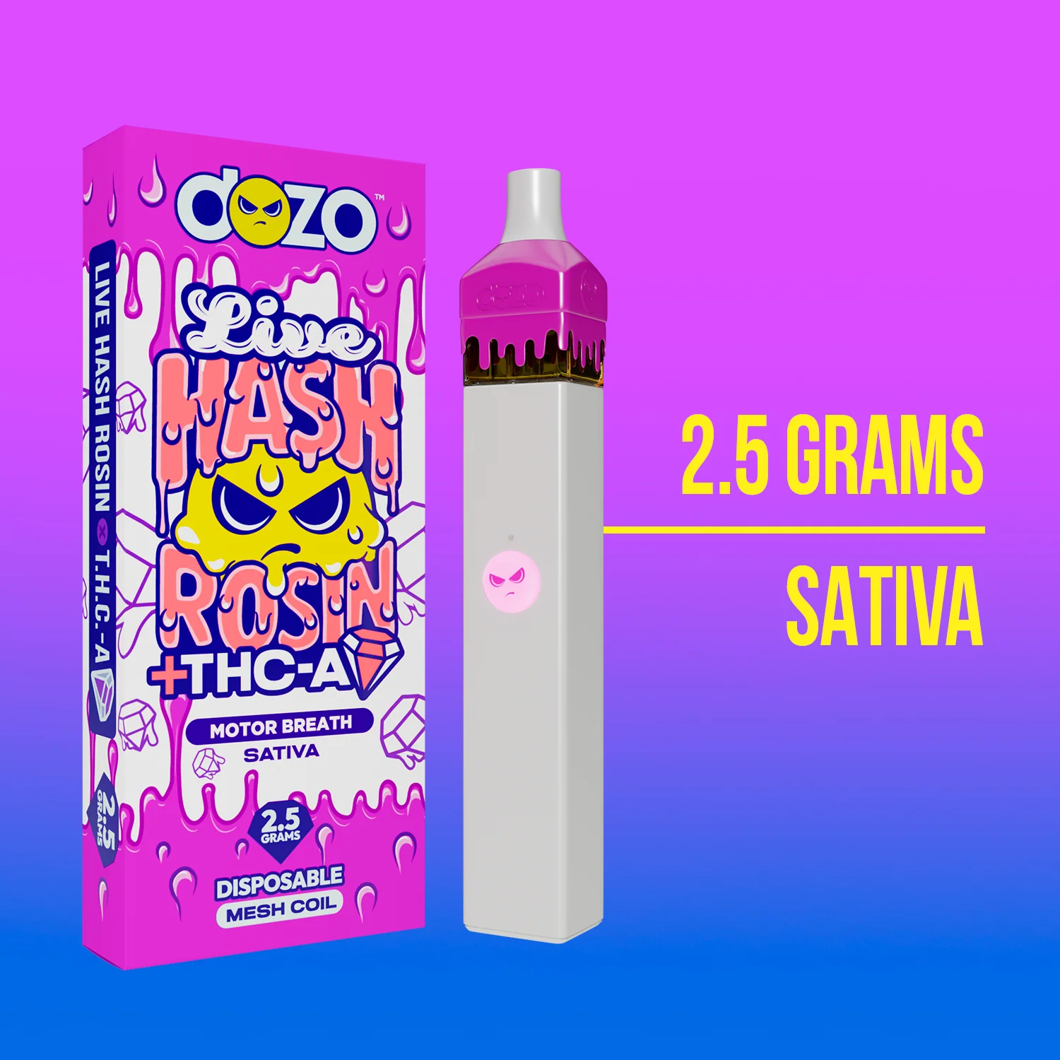2.5g Dozo Live Hash Rosin THC-A Vape: Sunday Driver (Hybrid) - Image 9