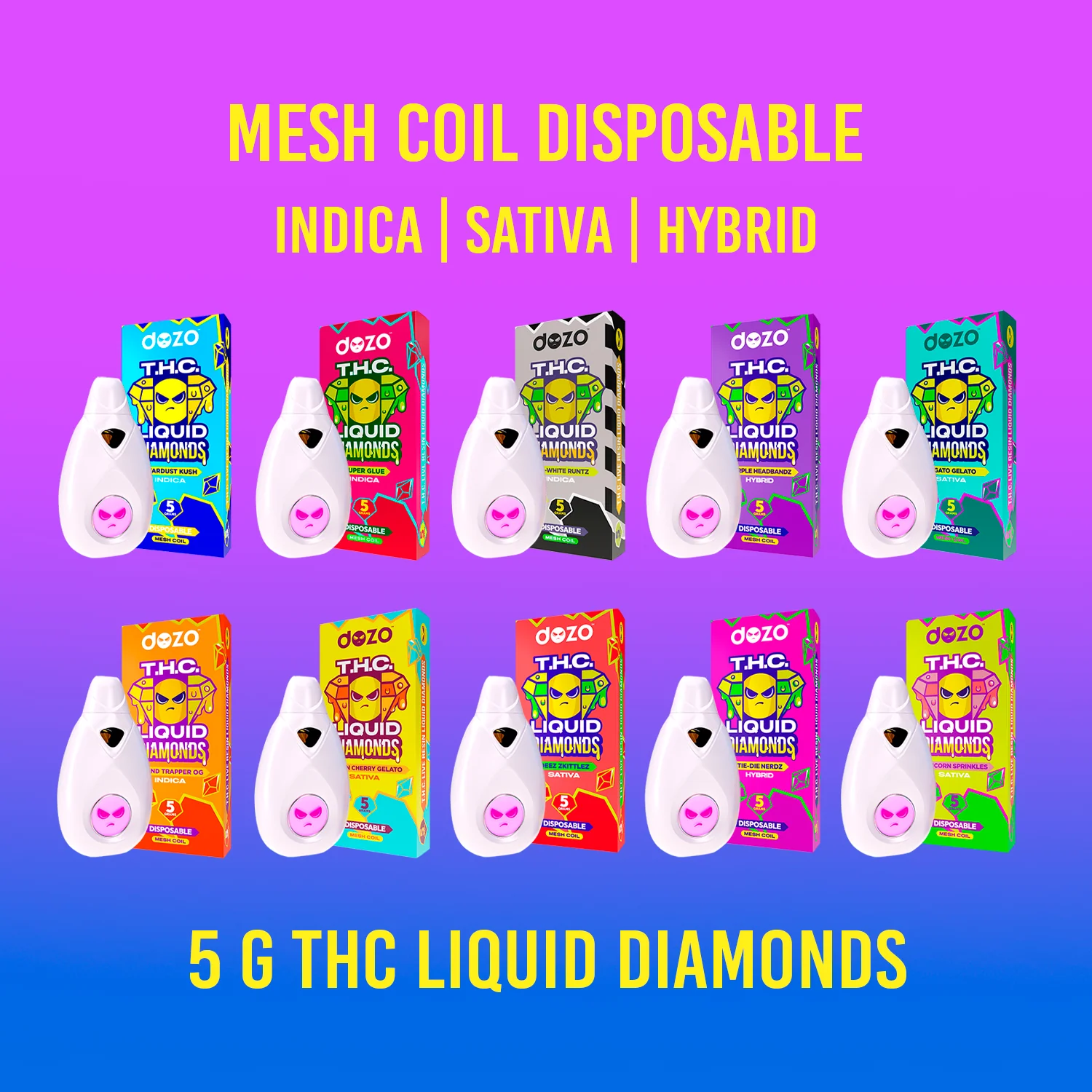 5g Lliquid Diamonds Disposable | Deez Zkittles (Sativa) - Image 4