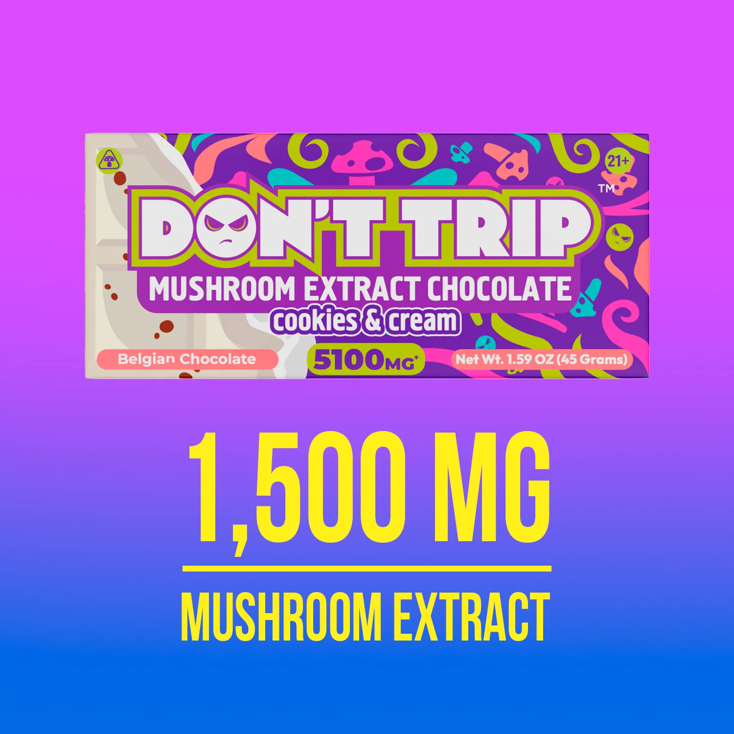 Don't Trip Mushroom Extract Chocolate 510mg | Cookies and Cream - Image 6